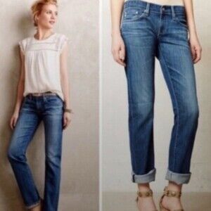 Adriano Goldschmied Tomboy crop relaxed straight leg medium wash SZ 27R